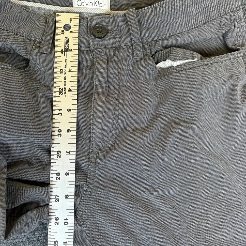 Calvin Klein Twill Pants Mens 28x27.5 Gray Cotton Mid Rise Pockets Straight Leg‎
